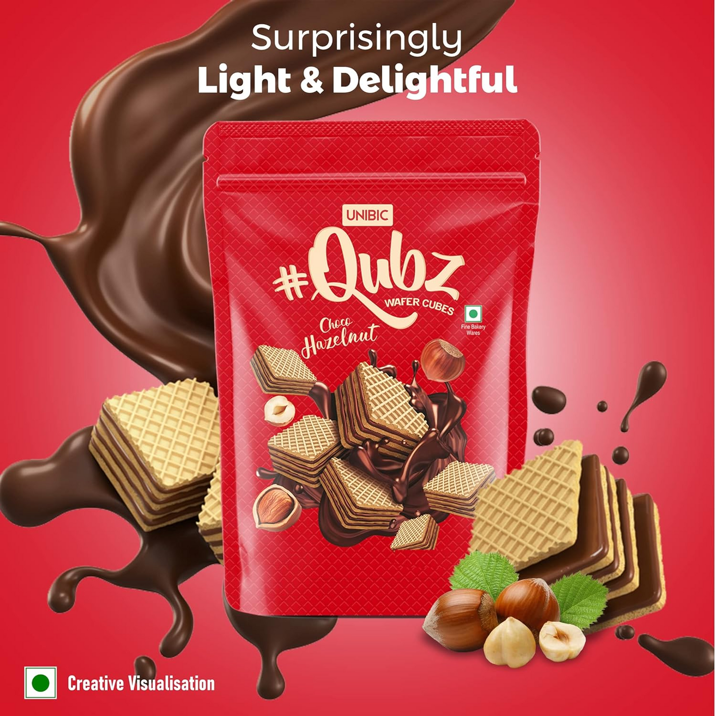 Unibic Qubz Wafer Biscuits 150g | Hazelnut Flavour