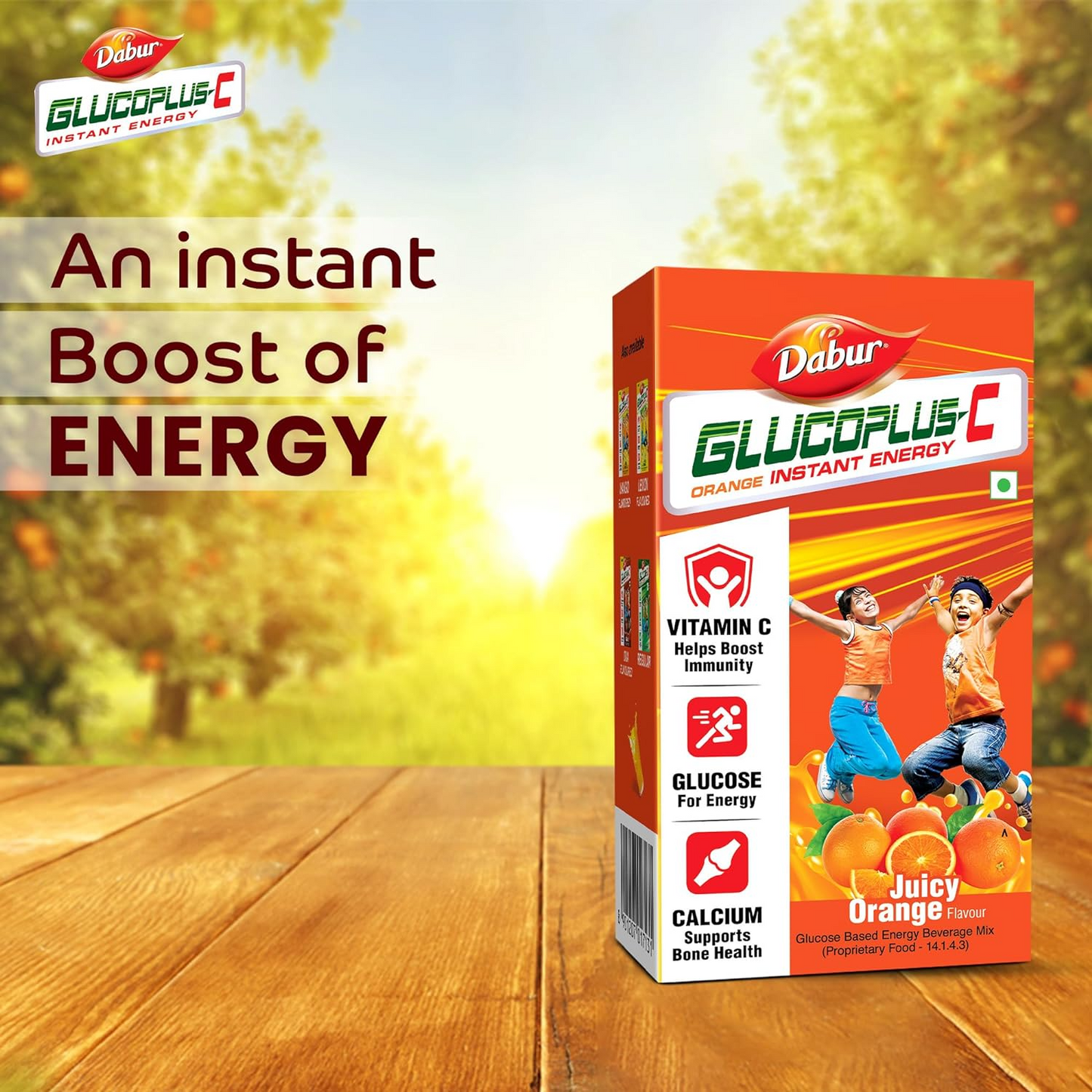 Dabur Glucoplus-C Instant Energy Glucose (Orange Flavour) - 1Kg | Replenishes Energy | Vitamin C Helps Boosts Immunity