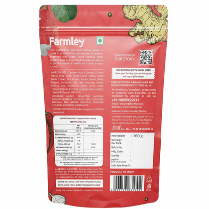 Farmley Premium Thai Chilli Roasted Dry Nut Cashew Snacks 160g | Rich in Protein | Crunchy & Delicious