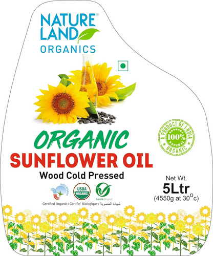 Natureland Organics Sunflower Oil 5 Ltr - Cold Pressed