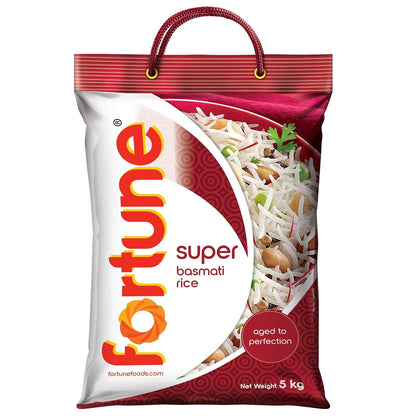 Fortune Super Basmati Rice, Raw Rice, Aged to Perfection, 5 kg