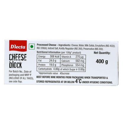 Dlecta Processed Cheese Block, 400 g