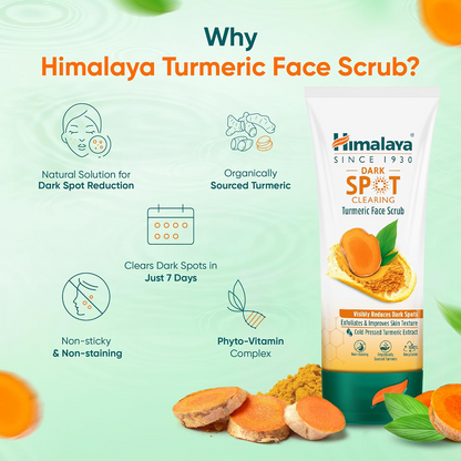 Himalaya Dark Spot Clearing Turmeric Face Scrub | Organically sourced Turmeric | Reduce dark spots in 7 days | Gives Radiant Skin | 100g