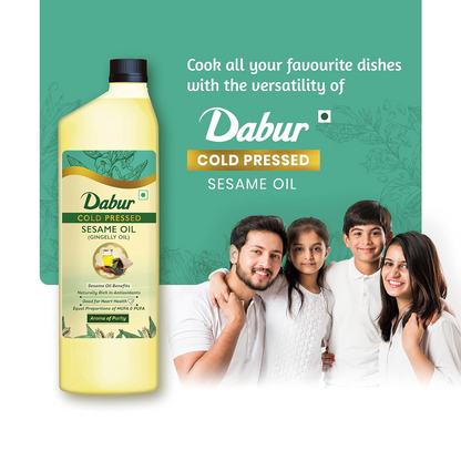 Dabur Cold Pressed Sesame(Gingelly/Til) Cooking Oil - 1L | Helps in Lowering Cholestrol & Improves Heart Health |