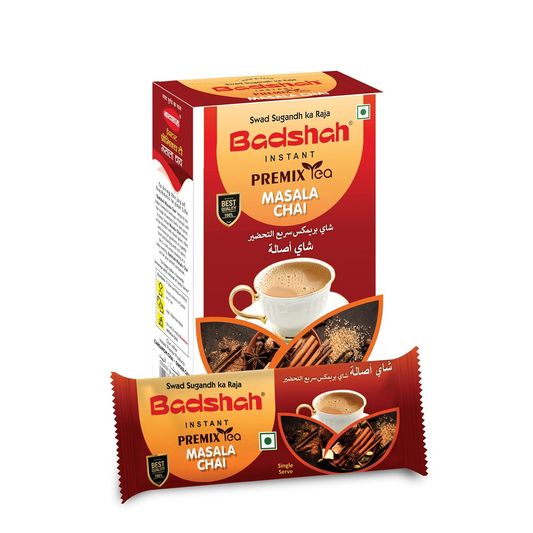 Badshah Instant Premix Masala Tea Powder, 140g (14g x 10 Sachets) / 100% Natural