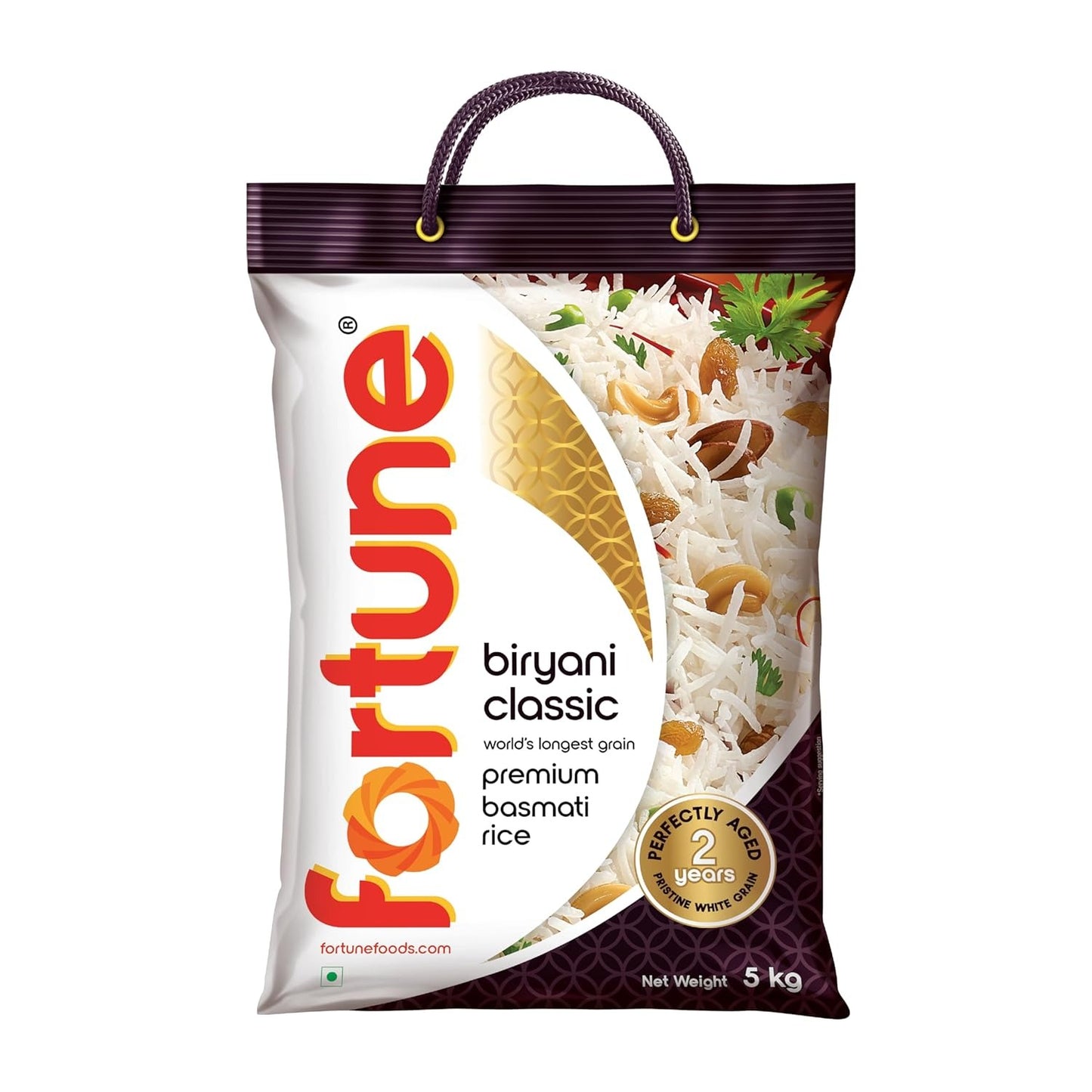 Fortune Biryani Classic, Premium basmati Raw Rice,Aged for 2 Years, 5 KG