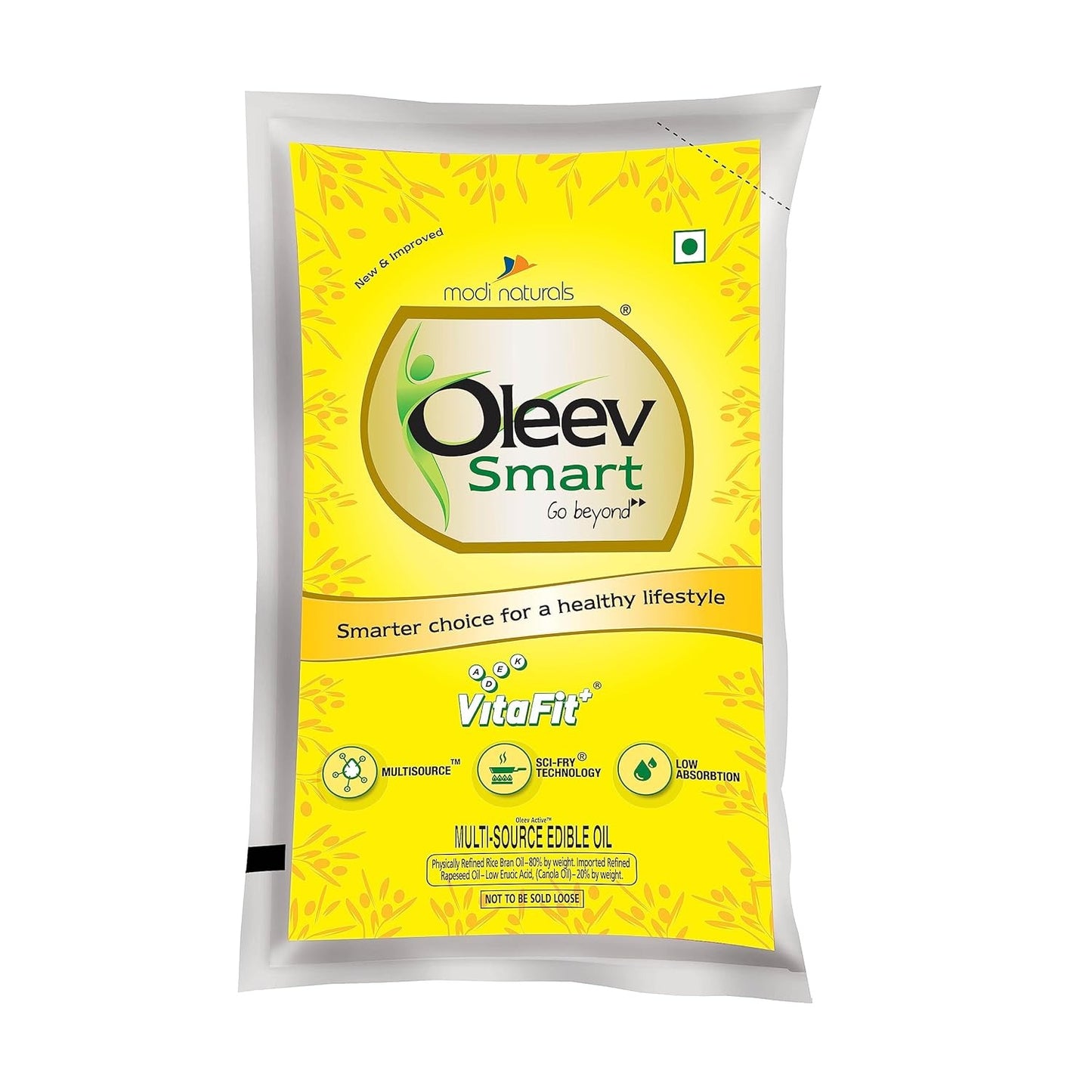 Oleev Smart Oil, Fortified with VIT A, D, E and K, 1L Pouch