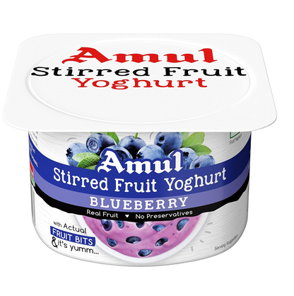 Amul Stirred Fruit Yoghurt Blueberry, 100g