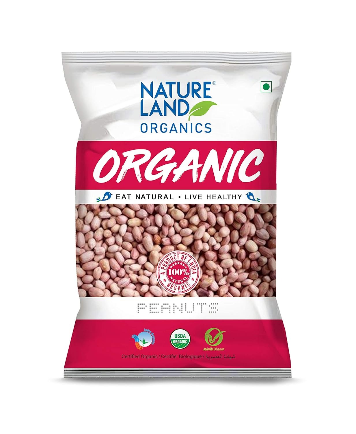 Natureland Organics Whole Wheat Flour Bag, 5 kg & Whole Peanuts / Groundnuts 500 Gm - Organic Peanuts