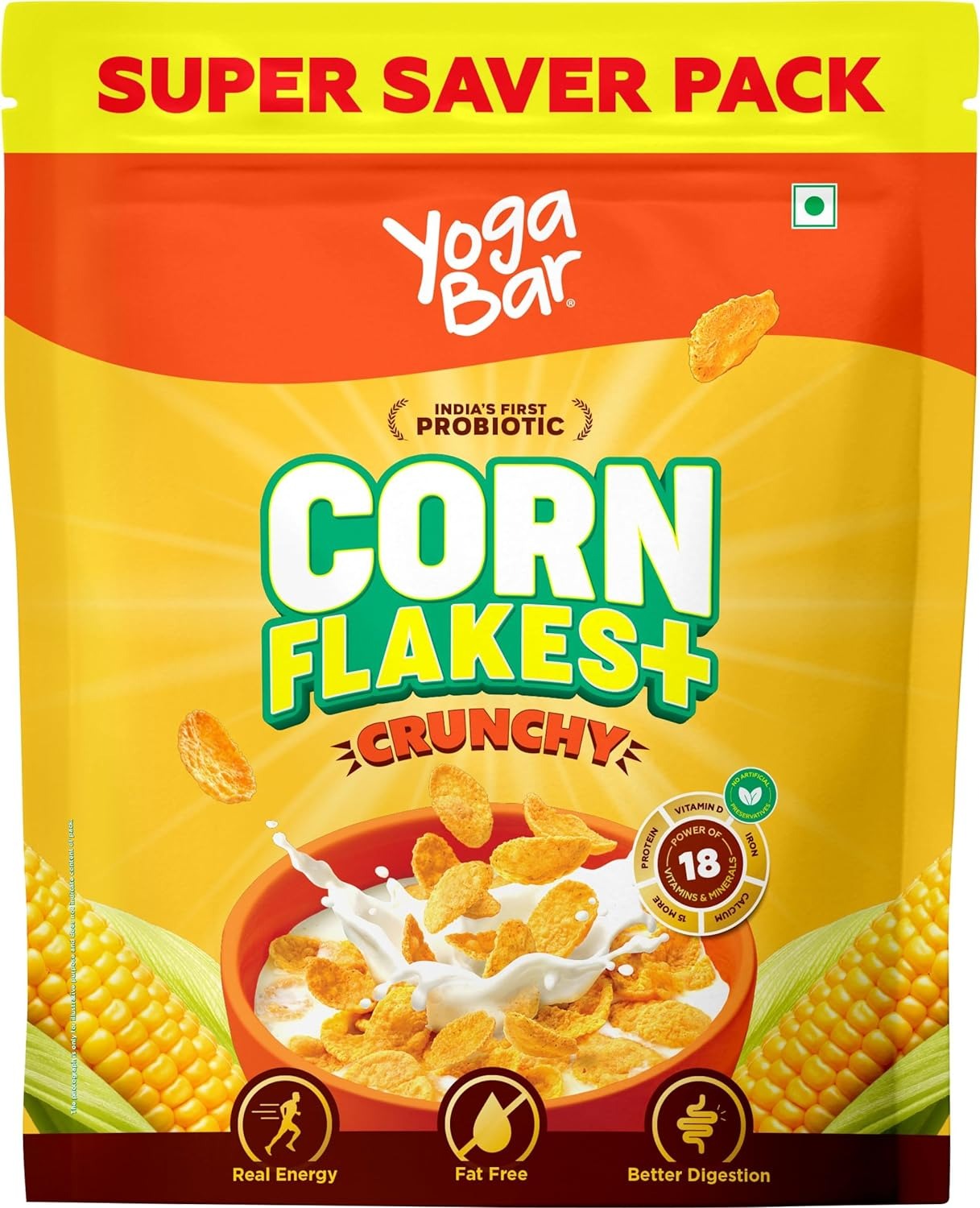 Yogabar Cornflakes Original Healthy Crunchy Breakfast cereals with Probiotics,850g