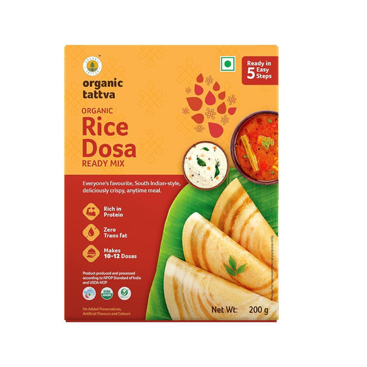 Organic Tattva, Organic Instant Ready to Eat Rice Dosa Mix 200 Gram | Rich in Protein, NO Cholesterol |