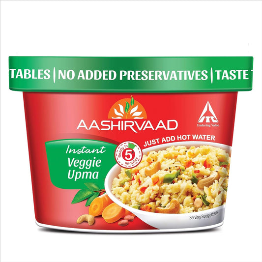 Aashirvaad Instant Meals Veggie Upma Cup 80g, Ready to Eat Indian Breakfast