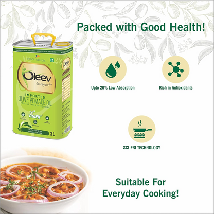 Oleev Olive Pomace Oil for Everyday Cooking, 3L TIN