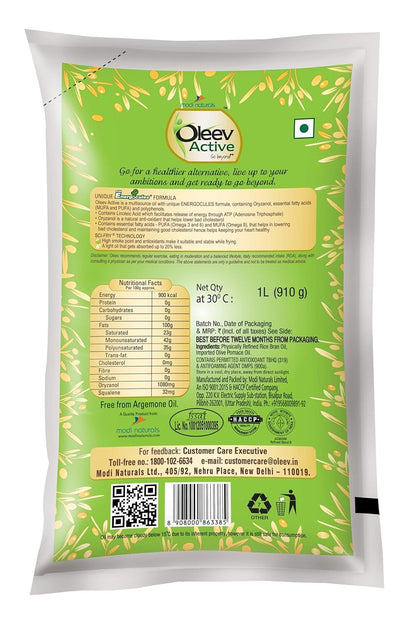 Oleev Active, with Goodness of Olive Oil, 1L Pouch