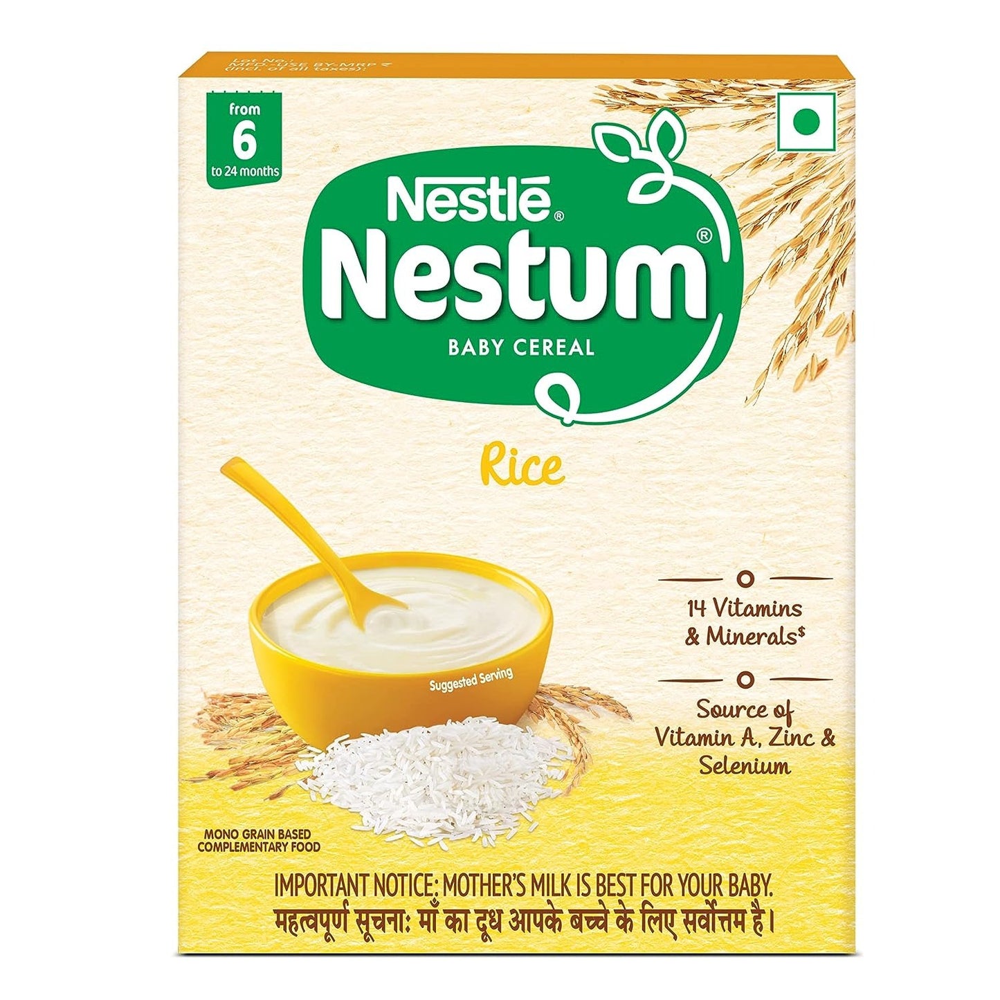 NESTUM Baby Cereal – From 6 to 12 months, Rice, 300g Bag-in-Box Pack