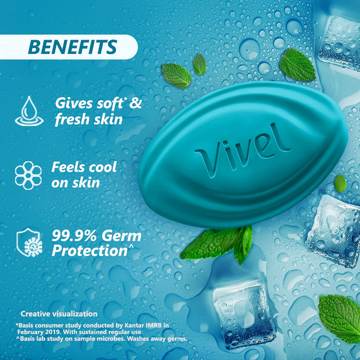 Vivel Cool Mint, Soft Fresh Skin, 600g (150g - Pack of 4), Soap for Women & Men for Soft, Glowing & Moisurised Skin, All Skin Types