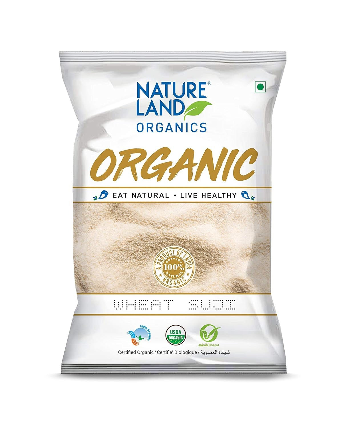 Natureland Organics Wheat Suji/Sooji 500 Gm - Organic Sooji