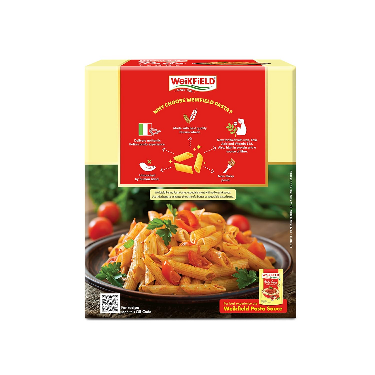 Weikfield Penne Pasta | Made With Durum Wheat Semolina | Iron Fortified | With Micro Nutrients | High Protein | 400g / 500g (Weight may vary)