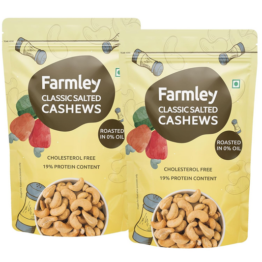 Farmley Roasted Salted Cashew I160gram, each | Rich in Protein | Crunchy & Delicious, Dry Fruits Nuts (Pack of 2)