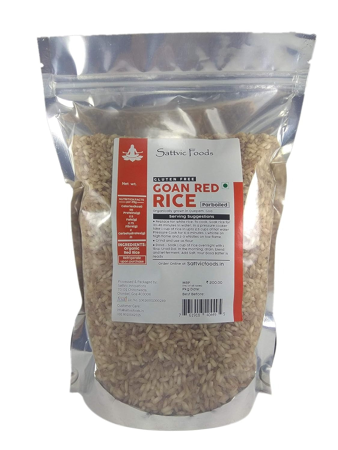 Sattvic Foods Goan Red Rice (Parboiled) 9 kg Pouch