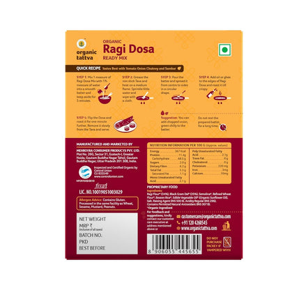 Organic Tattva, Organic Ragi Dosa Instant Ready Mix 200 Gram | Rich Source of Iron, Calcium and Dietary Fiber | Gluten Free