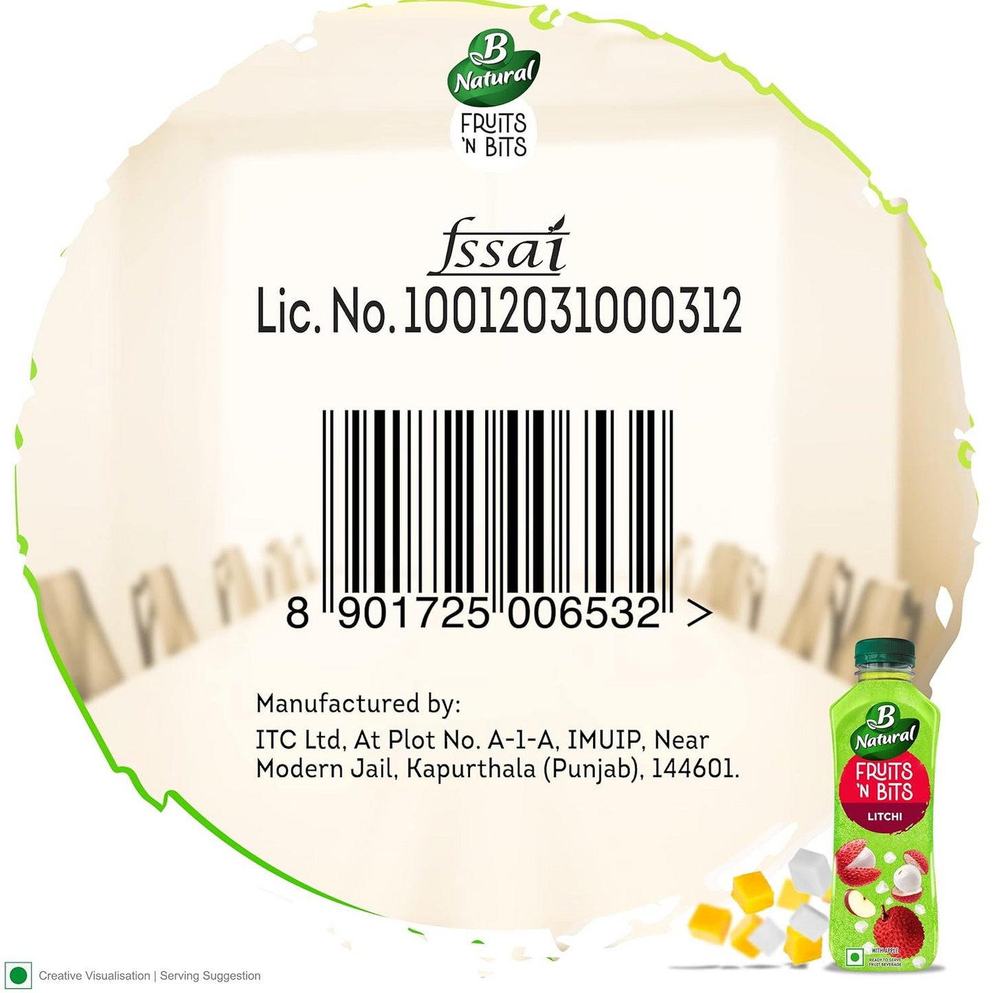 B Natural Fruits N Bits Litchi, Infused with Real Fruit Bits, 300ml, 100% Indian Fruit, 0% Concentrate, Goodness of Fiber, No Added Preservatives