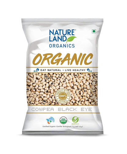 Natureland Organics Cowpea Black eye/Lobia 500 Gm - Organic Healthy Pulses