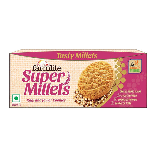 Sunfeast Farmlite Super Millets Ragi & Jowar Cookies, 75g