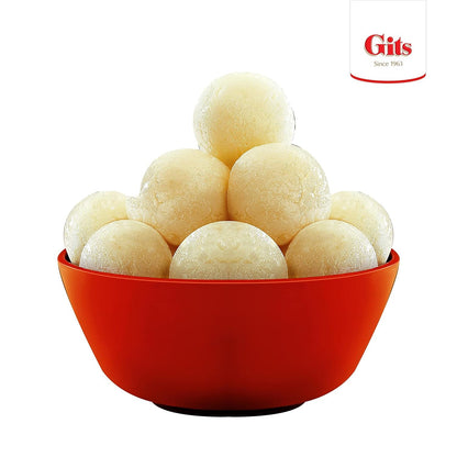 Gits Open & Eat Rasgulla Tin, 16 Pieces per Can, Mouth-Watering Indian Mithai, 1Kg