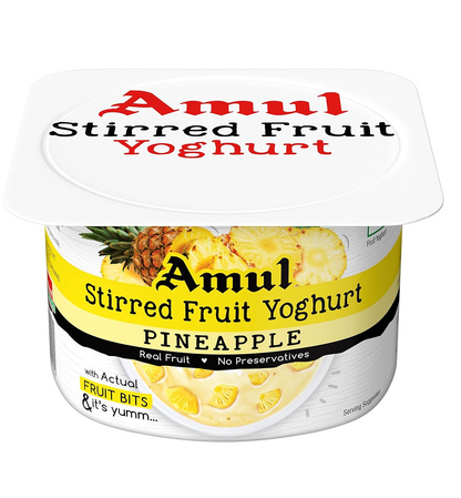 Amul Stirred Fruit Yoghurt Pineapple, 100g