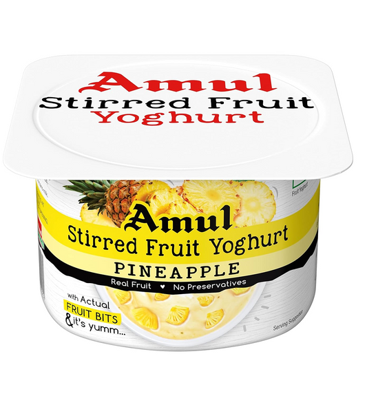 Amul Stirred Fruit Yoghurt Pineapple, 100g