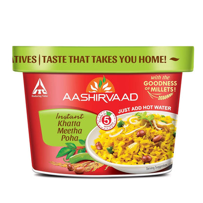 Aashirvaad Instant Meals Khatta Meetha Poha Cup 80g, Ready to Eat Indian Breakfast