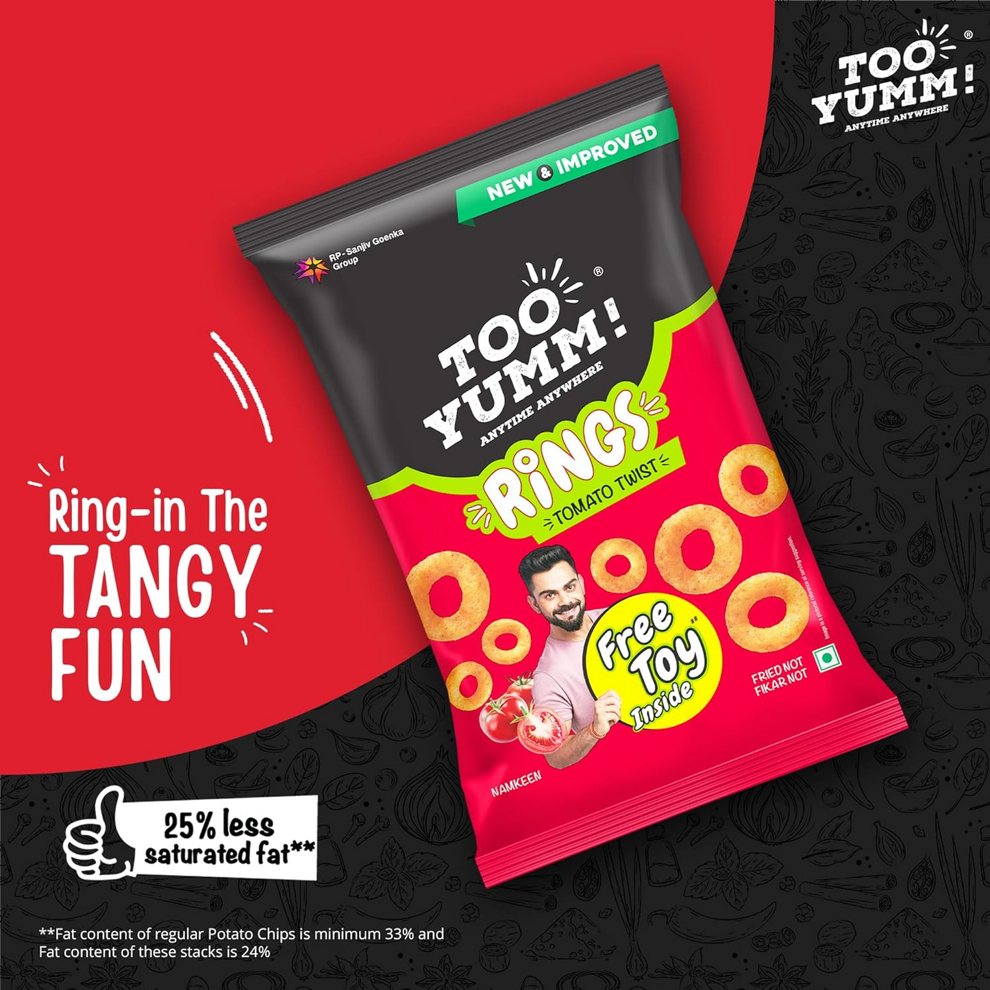 Too Yumm! Rings Tomato Twist 75/70 gm(Weight May Vary)