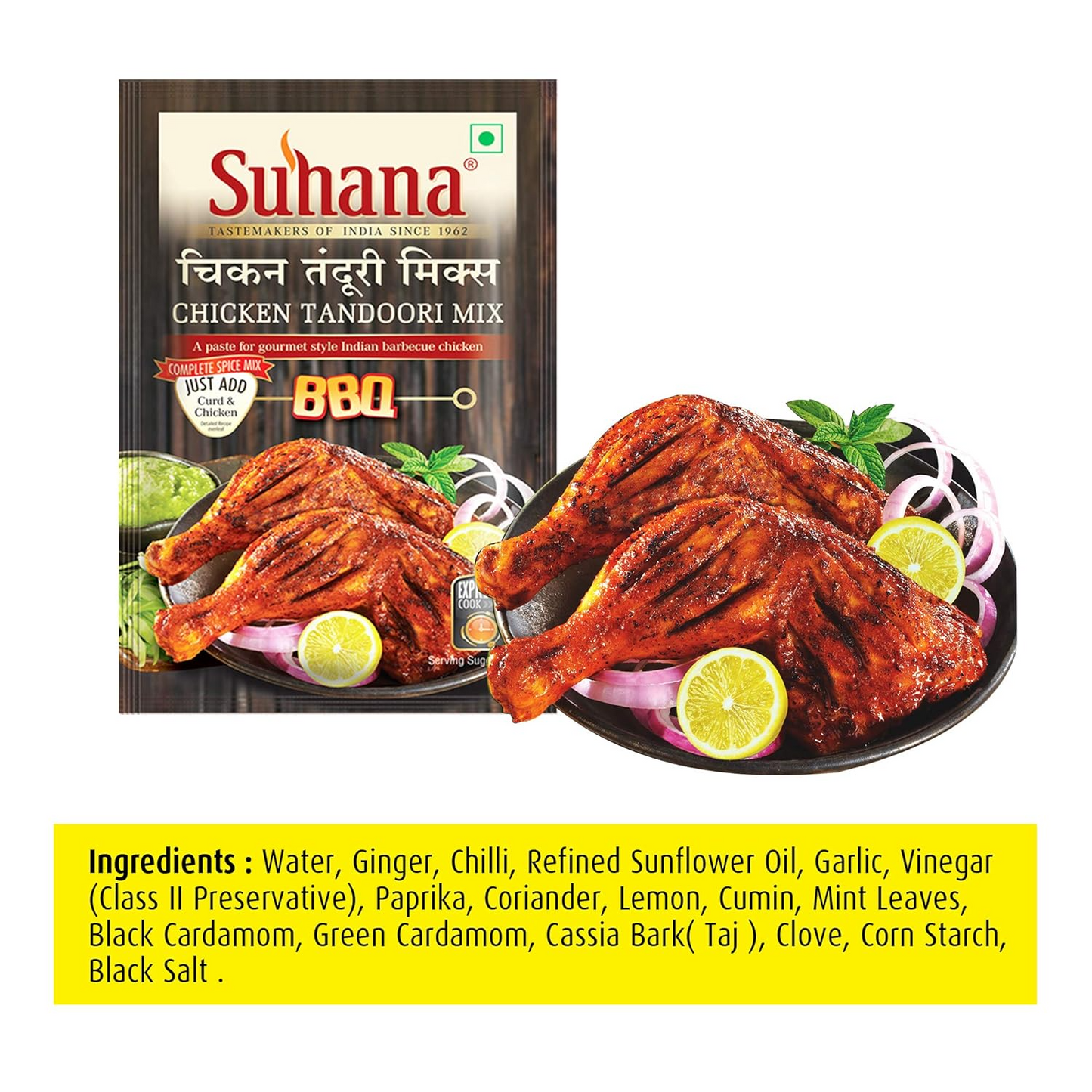 Suhana Chicken Tandoori Paste 100g Pouch| Spice Mix | Easy to Cook - Pack of 10