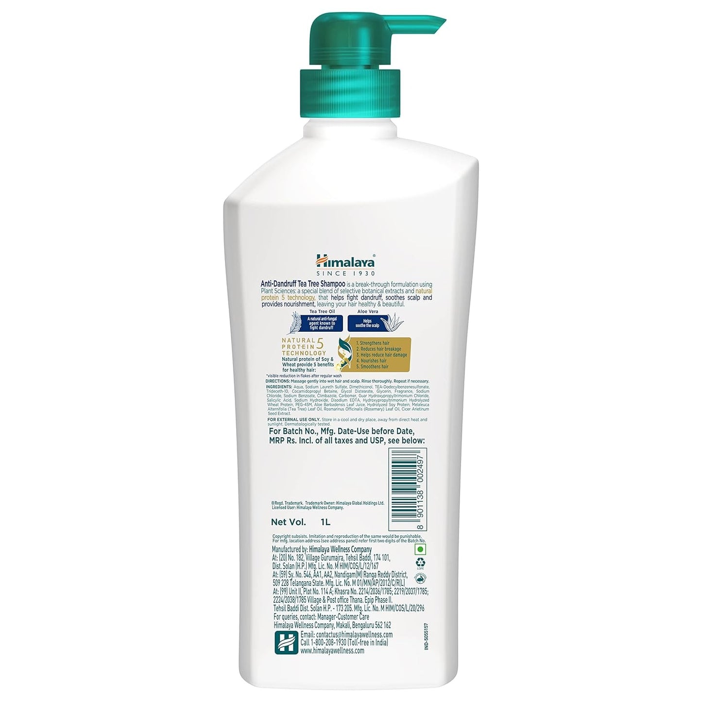 Himalaya Anti Dandruff Shampoo With Tea Tree Removes Dandruff & Soothes Sclap, 1000 ml