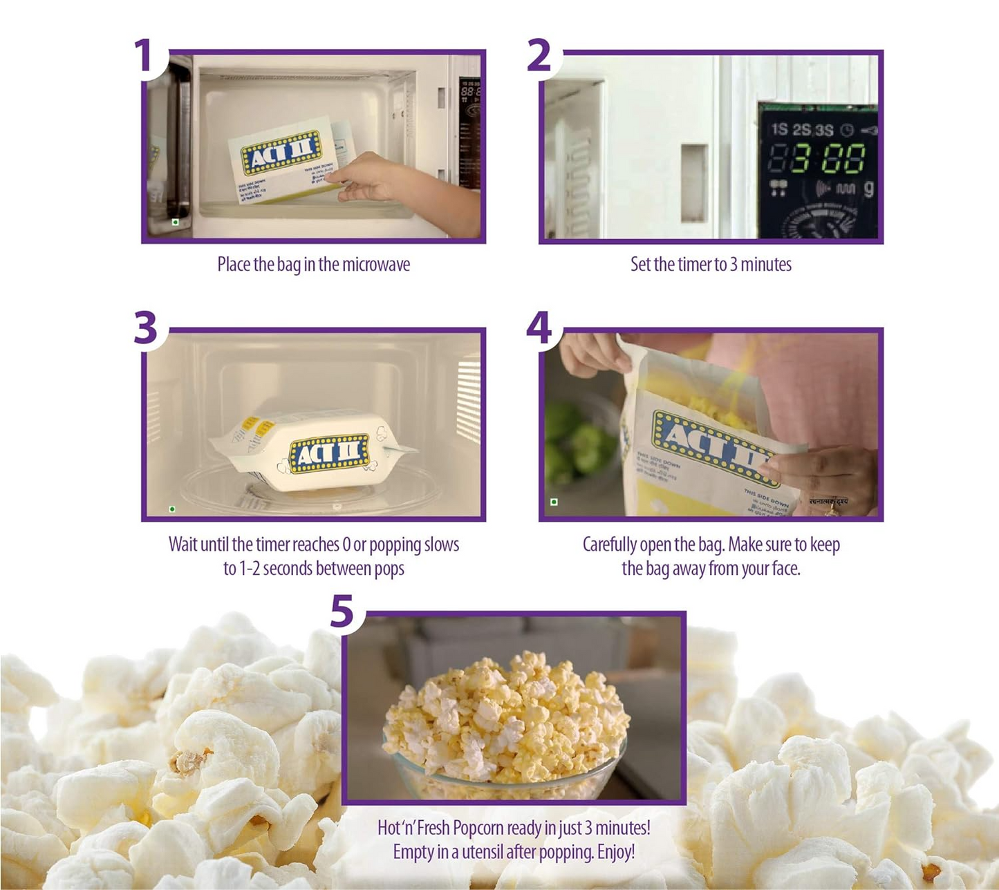 Act II Microwave Popcorn Butter Lovers, 297g (Pack of 3)