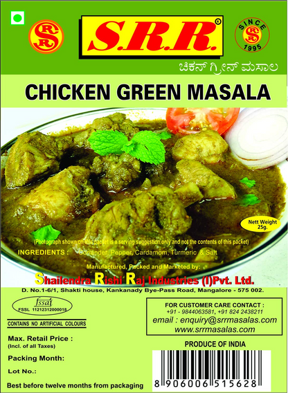 SRR MASALA Chicken Green Masala (Pack of 10) 25 g Each