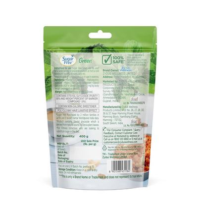 Sugar Free Green Stevia Pouch 400 g |100% Plant based Natural Sweetener