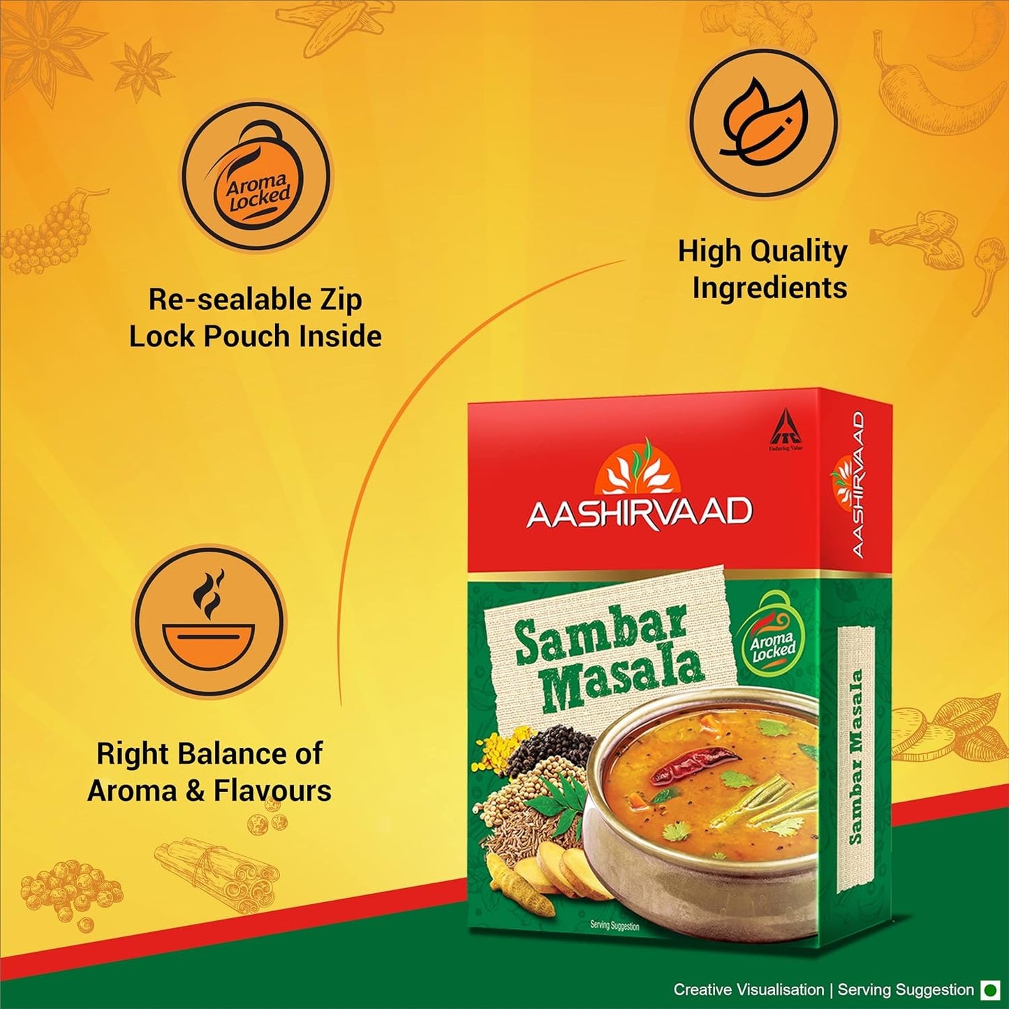 Aashirvaad Sambar Masala, 100g, Blended Spice for Authentic Taste and Colour