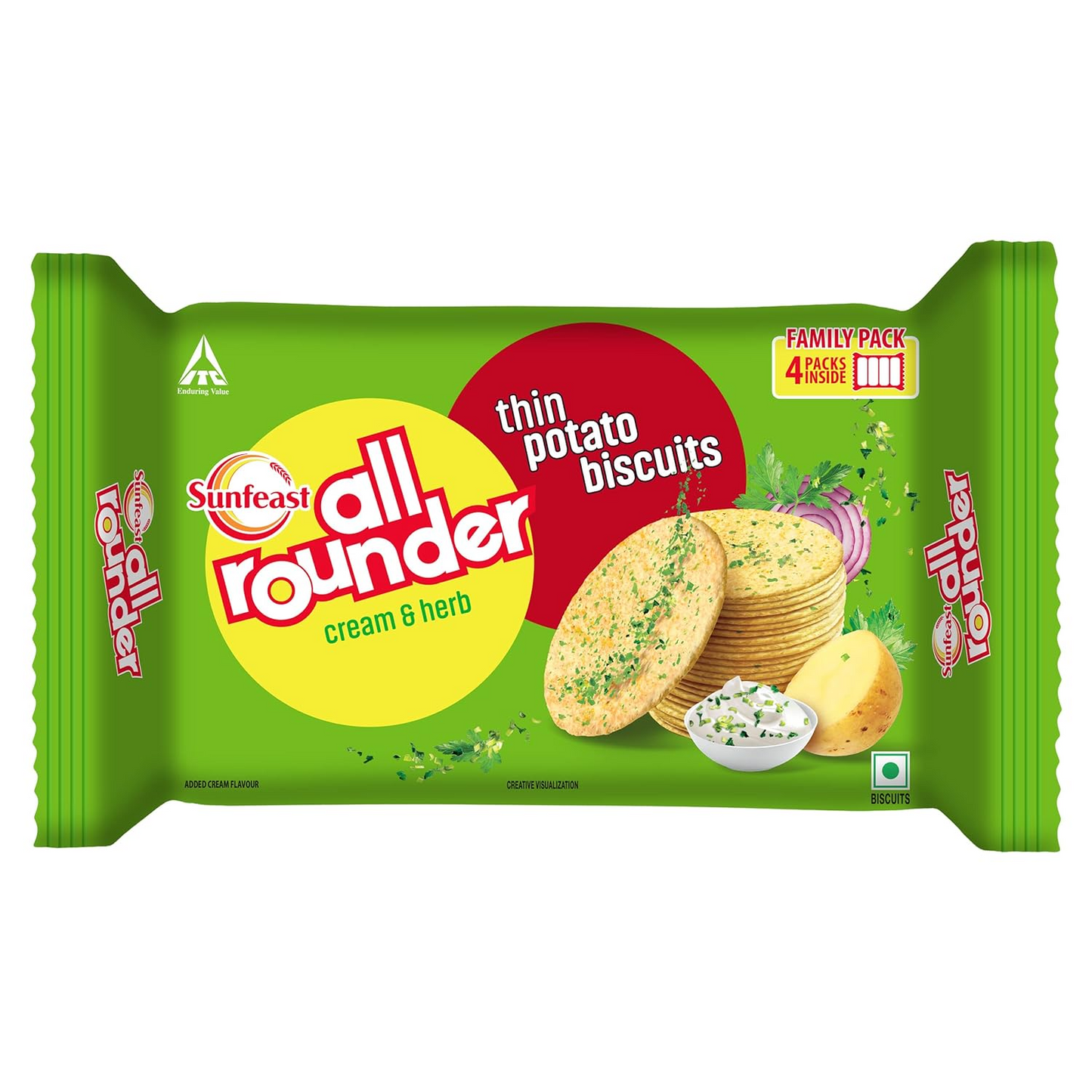 Sunfeast All Rounder, Thin, Light & Crunchy Potato Biscuit with Cream & Herb Flavour, 282g