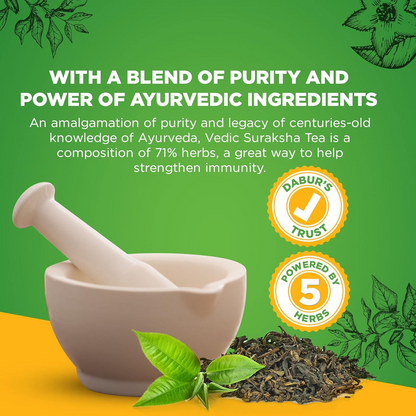 Dabur Vedic Suraksha Black Tea - 25 tea bags | Immunity Booster| with the Goodness of 5 Ayurvedic Herbs