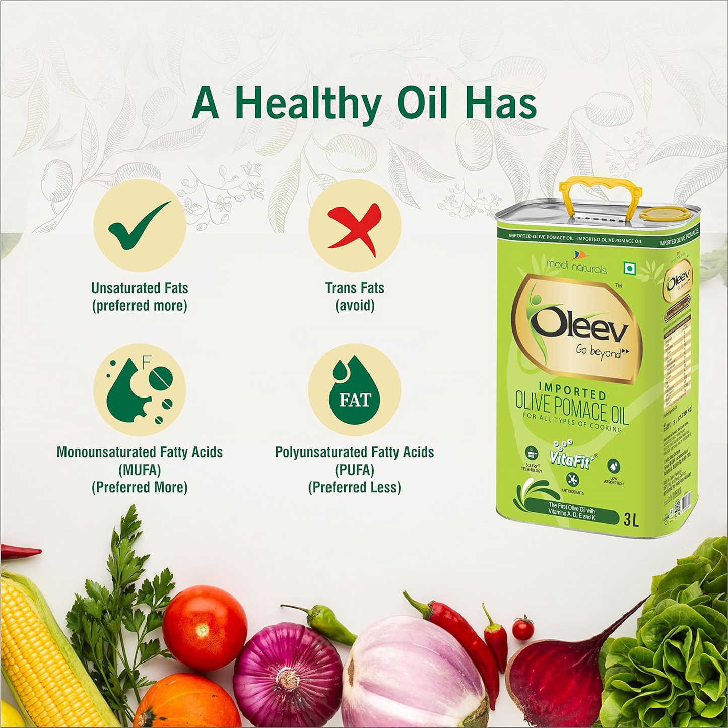 Oleev Olive Pomace Oil for Everyday Cooking, 3L TIN