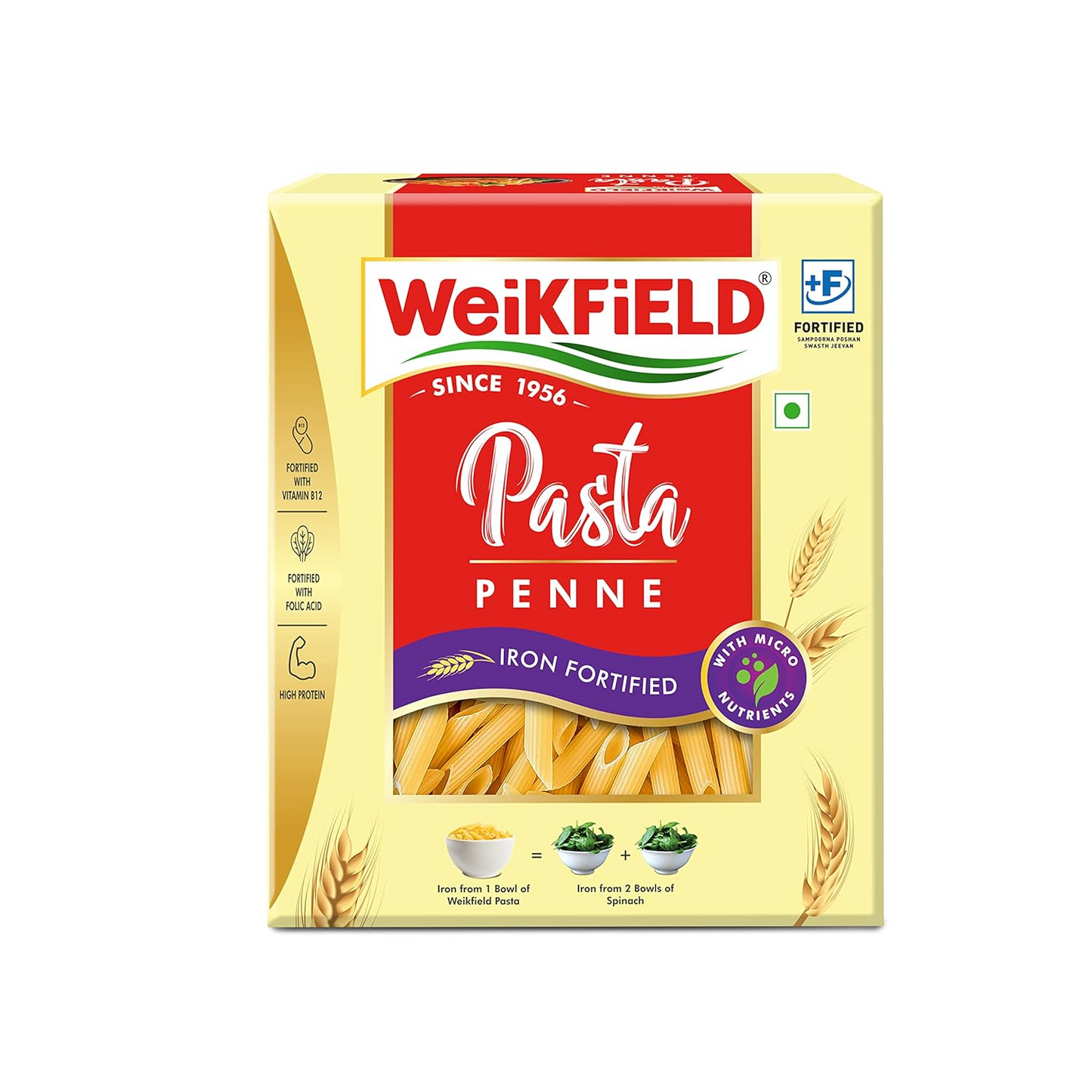 Weikfield Penne Pasta | Made With Durum Wheat Semolina | Iron Fortified | With Micro Nutrients | High Protein | 400g / 500g (Weight may vary)