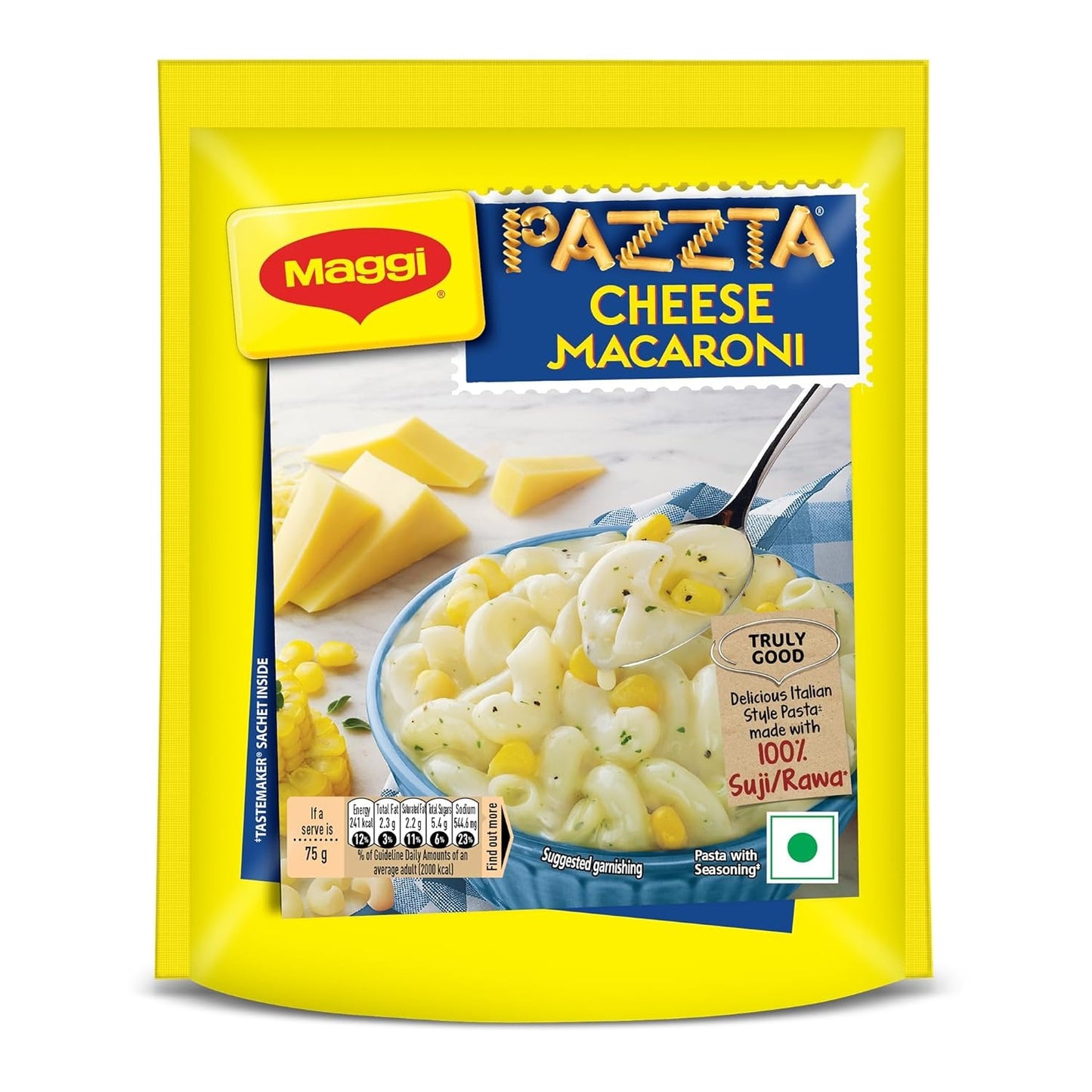 MAGGI Pazzta Cheese Macaroni Pasta, Delicious Italian Style Instant Pasta, Made with 100% Suji & Quality Ingredients, 75g