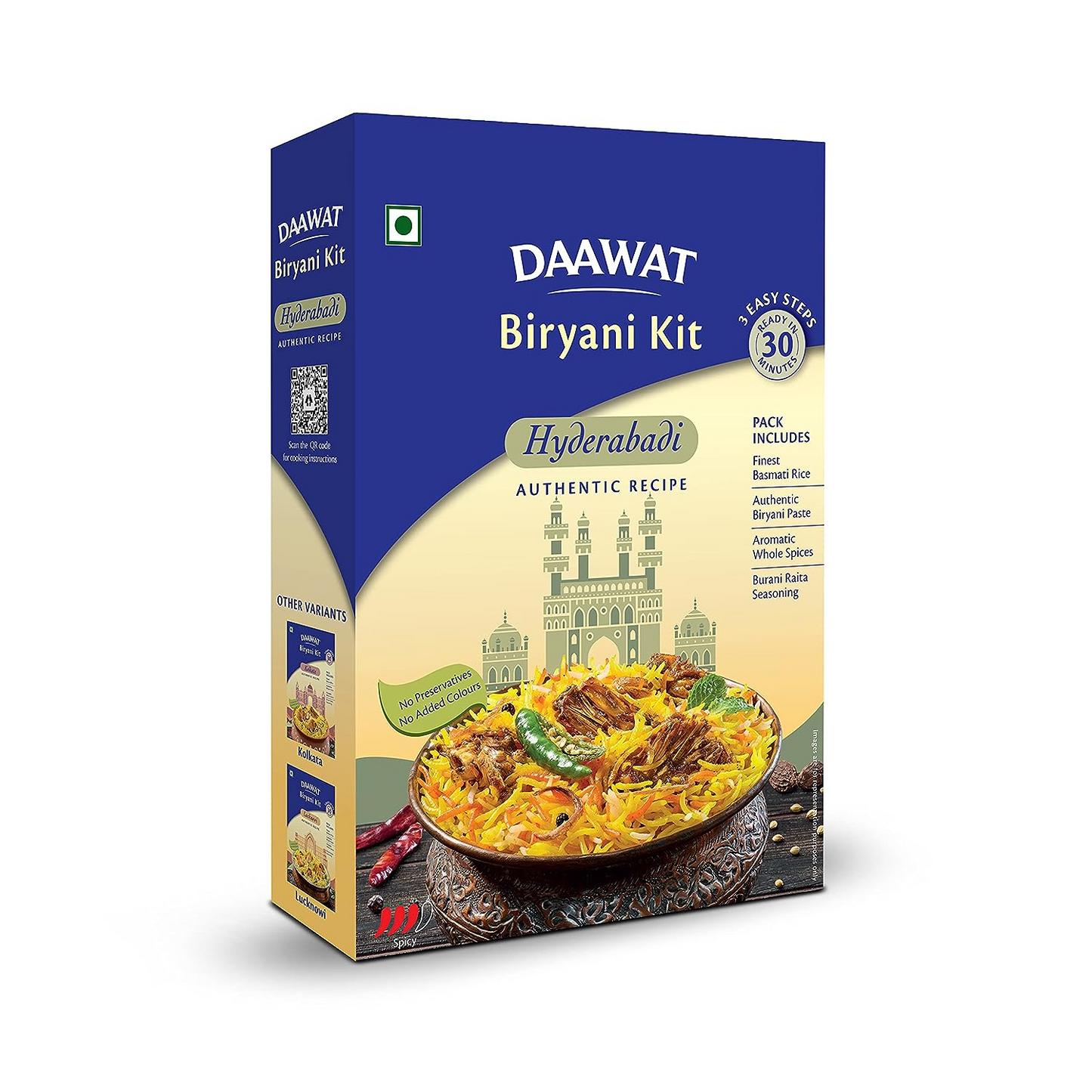 Daawat Biryani Kit Hyderabadi | Authentic Recipe | Ready in 30 min | Ready to Cook 334 gm