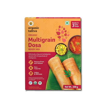 Organic Tattva, Organic Instant Ready Mix Multigrain Dosa, 200 Gram | Rich Source of Iron and Calcium | Ready in 3 Easy Steps