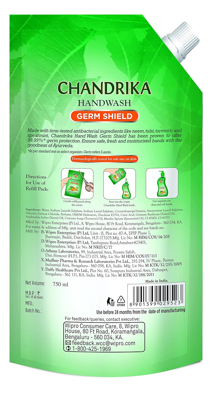 Chandrika Germ Shield Handwash 700ml Pouch (Pack of 2)