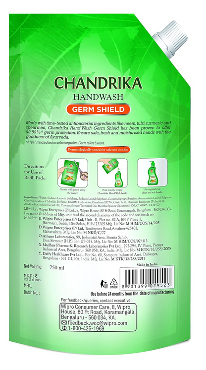 Chandrika Germ Shield Handwash 700ml Pouch (Pack of 2)