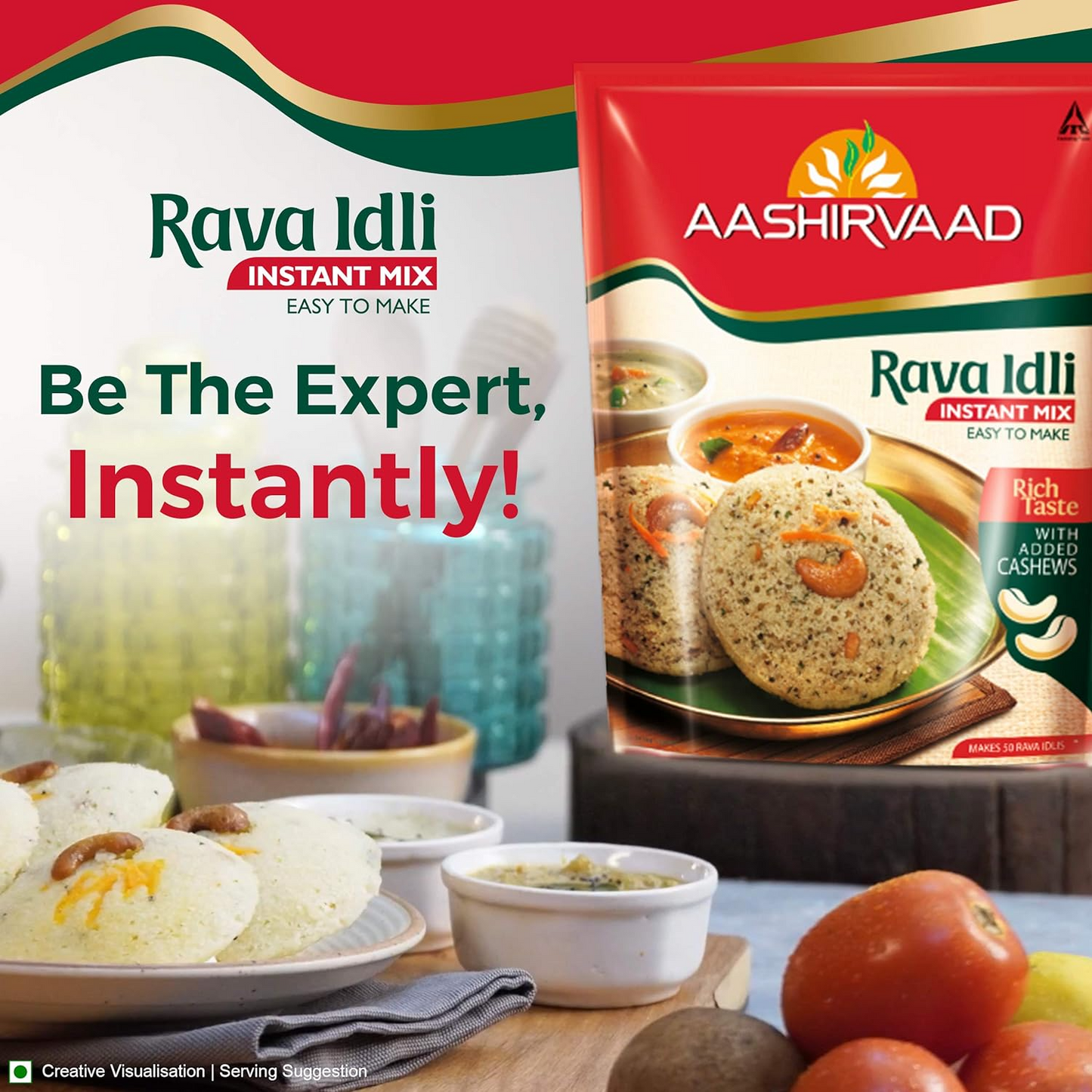 Aashirvaad Instant Mix - Rava Idli 1Kg, Easy to Make Snack Mix, Ready to Cook Indian Breakfast Mix