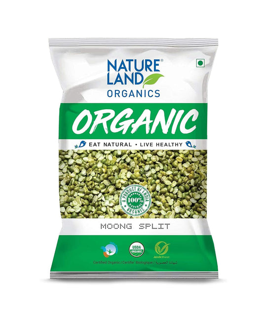 Natureland Organics Moong Chilka/Split 500 Gm - Organic Healthy Pulses